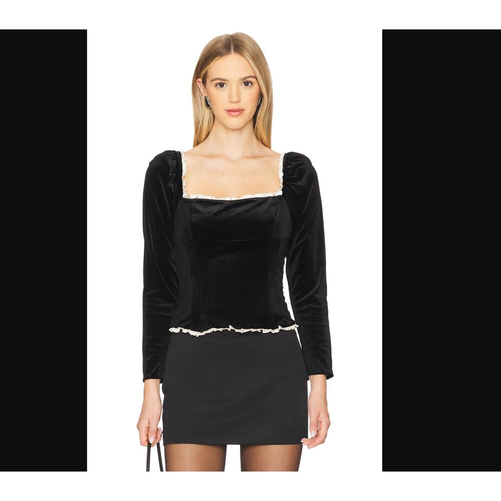 ✨ ASTR the Label Briella Velvet Lace-Up Top – Black – XL/1X ✨